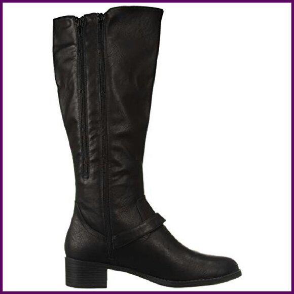 Knee-High Boots with Strap Detailing, Stretch Fit, Synthetic Sole - Picture 7 of 8